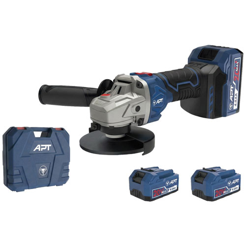 APT DW4550000 Angle Grinder 5" with 4Ah Batteries and Charger APT DW4550000 Angle Grinder 5" with 4Ah Batteries and Charger