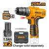 Ingco CDLI12328 12 Volt Lithium-ion Cordless Drill 2 Batteries
