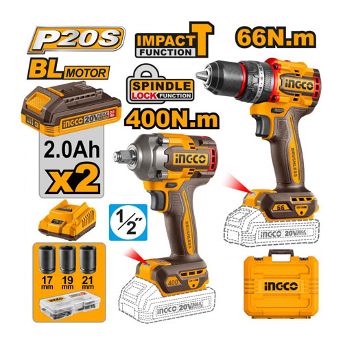 Ingco CKLI20275 Cordless 2 pcs Combo Kit