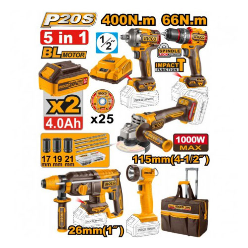 طقم معدات 5 قطع 20 فولت من انكو CKLI2059