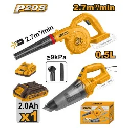 Ingco COSLI240998 Cordless Blower and Vacuum Cleaner Kit – 20V