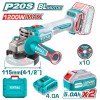Total TAGLI2211532  Brushless  Cordless Angle Grinder 20 Volt with 2 Batteries and Charger