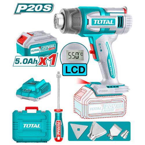 Total TBLI20035 Digital Cordless Heat Gun 20V With Battery and Charger