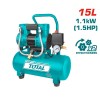 كمبروسر هواء 15 لتر 1.5 حصان  بدون زيت من توتال TCS1110152