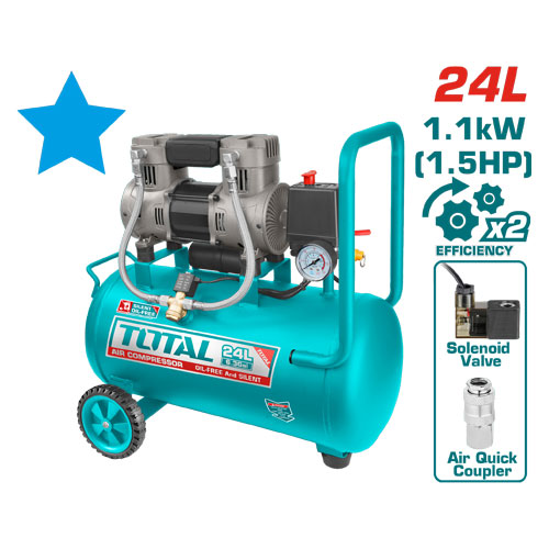 Total TCS1110242 Air Compressor 24L oil free 1.5HP Total TCS1110242 Air Compressor 24L oil free 1.5HP