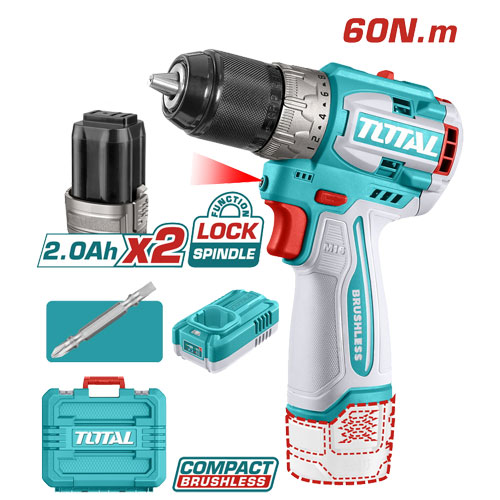 شنيور60 نيوتن برشلس ظرف معدن 2 بطارية توتال TDLI16682