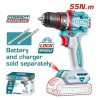 Total TDLI205581 Brushless Cordless Drill  20V 13mm 55Nm without Battery and Charger