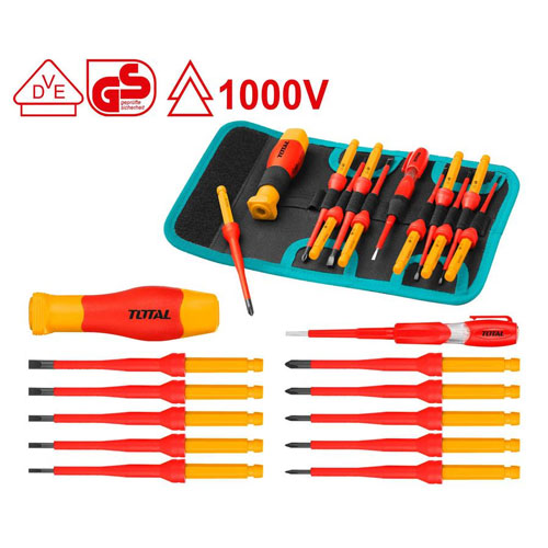 Total THKISD1201 12 Pcs Interchangeable Insulated Screwdriver Set 1000V