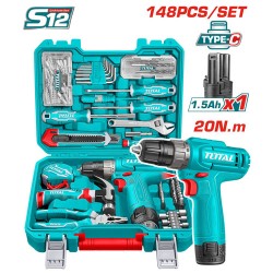 شنطة معدات 148 قطعة مع شنيور 12 فولت من توتال THKTHP41487