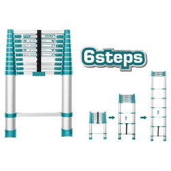 Total THLAD08061 Telescopic Ladder 6 steps 1.98M Total THLAD08061 Telescopic Ladder 6 steps 1.98M
