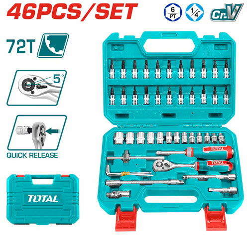 Total THT141462 Socket Set 46 Pieces 1/4"