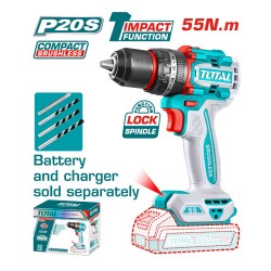 Total TIDLI205581 Impact Cordless Drill  20V 13mm 55Nm