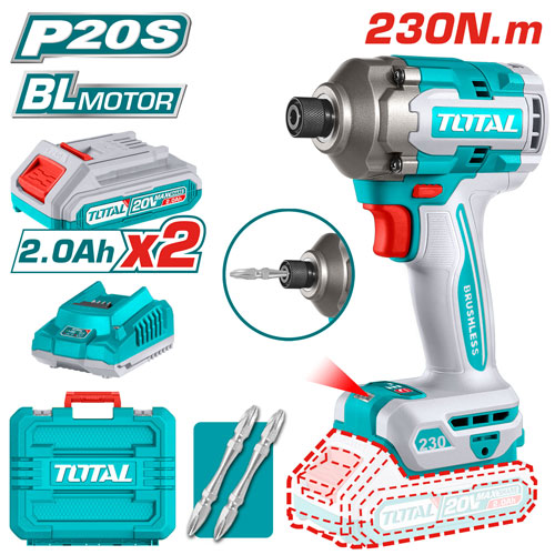 Total TIRLI2023 Impact Driver 230Nm 20V With Battery and Charger Total TIRLI2023 Impact Driver 230Nm 20V With Battery and Charger