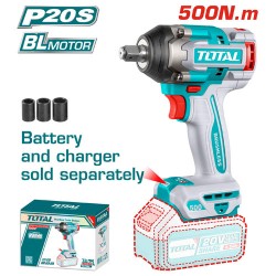 Total TIWLI20501 Impact Wrench 1/2 inch Li-ion 20 Volt 500Nm without Battery and Charger