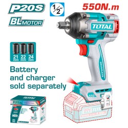 دريل نص بوصة 20 فولت 550 نيوتن بدون بطارية و شاحن من توتال TIWLI20551