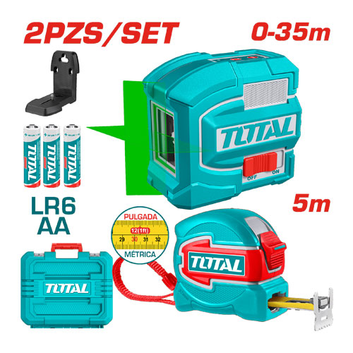 Total TLL680081 Set Laser Level 35m with Measuring Tape 5m Total TLL680081 Set Laser Level 35m with Measuring Tape 5m