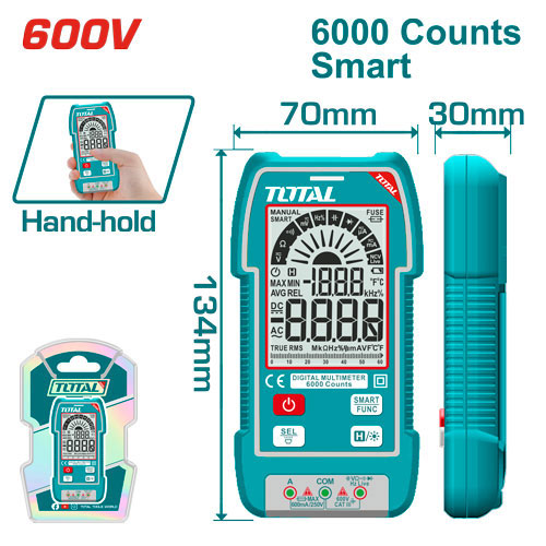 Total TMT516004 True RMS Digital Multimeter with AC / DC Resistance Measurement Total TMT516004 True RMS Digital Multimeter with AC / DC Resistance Measurement