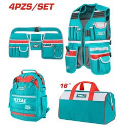 طقم 4 قطع فيست - شنطة 16 بوصة - شنطة ظهر - حزام معدات من توتال TOS230912
