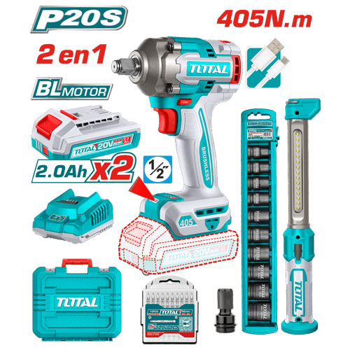 Total TOSLI23056 20V Cordless Impact 405Nm Combo Kit Total TOSLI23056 20V Cordless Impact 405Nm Combo Kit