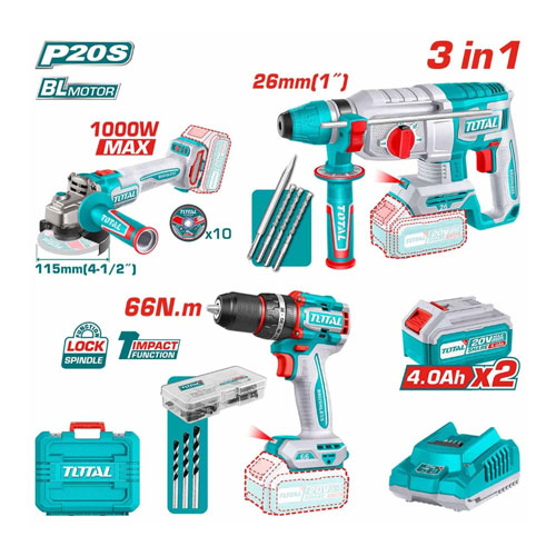 Total TOSLI241198 Cordless Power Tool Set 20V Total TOSLI241198 Cordless Power Tool Set 20V