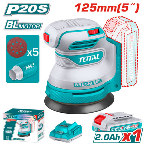 Total TROSLI20021 Random Orbit Sander 5" with Battery and Charger 20V Total TROSLI20021 Random Orbit Sander 5" with Battery and Charger 20V