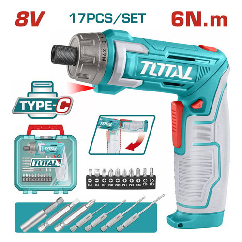 مفك بطارية شحن 8 فولت من توتال TSDLI08025 مفك بطارية شحن 8 فولت من توتال TSDLI08025